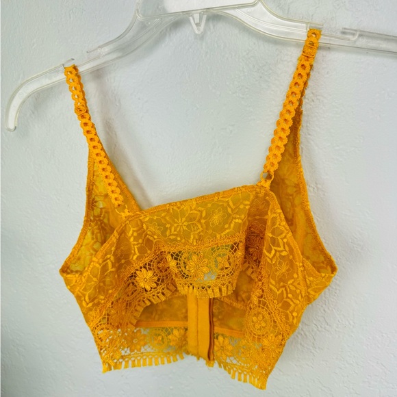NEW Intimately Free People Ella Soft Lace Longline Crochet Bralette in Gold XS - Picture 6 of 6